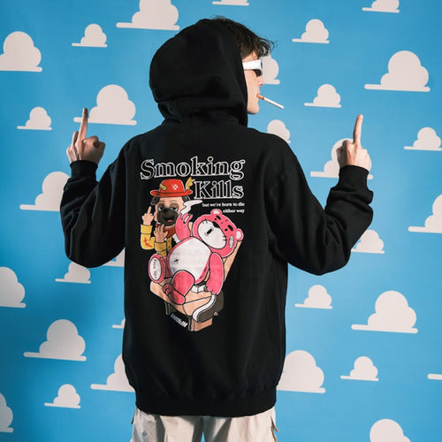 SMOOKING KILLS ZIPPER HOODIE // BLACK