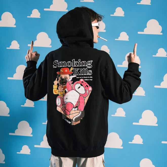 SMOOKING KILLS ZIPPER HOODIE // BLACK