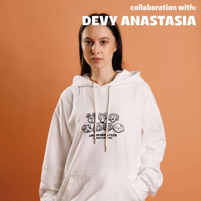 ANOWN X DEVY DOGS CLUB HOODIE // WHITE