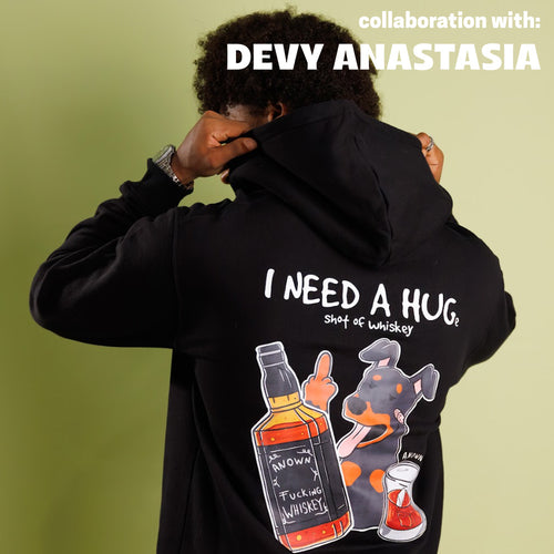 ANOWN X DEVY NEED A HUG HOODIE // BLACK