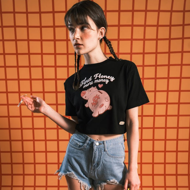 MORE MONEY CROPPED T-SHIRT // BLACK