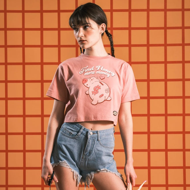 MORE MONEY CROPPED T-SHIRT // PEONNY PINK