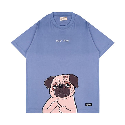 FAWKING PUG T-SHIRT // DUSTY BLUE