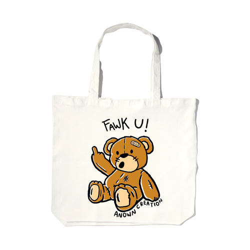 ANOWN FAWKING BEAR TOTEBAG // BROKEN WHITE