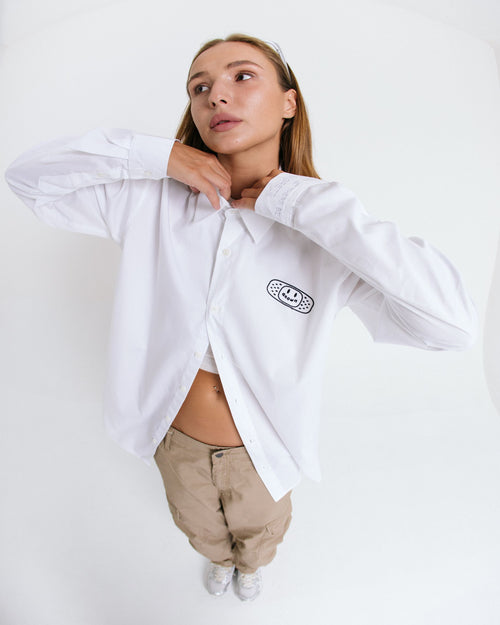 ANOWN LOGO SHIRT SHIRT // WHITE