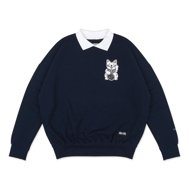 FUCKY CAT COLLAR SWEATER // NAVY