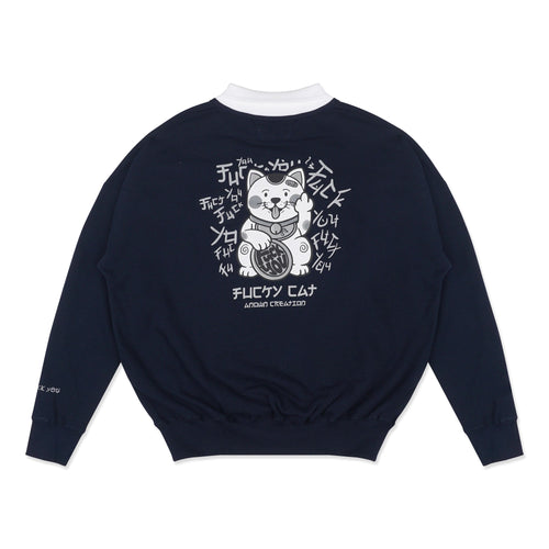 FUCKY CAT COLLAR SWEATER // NAVY