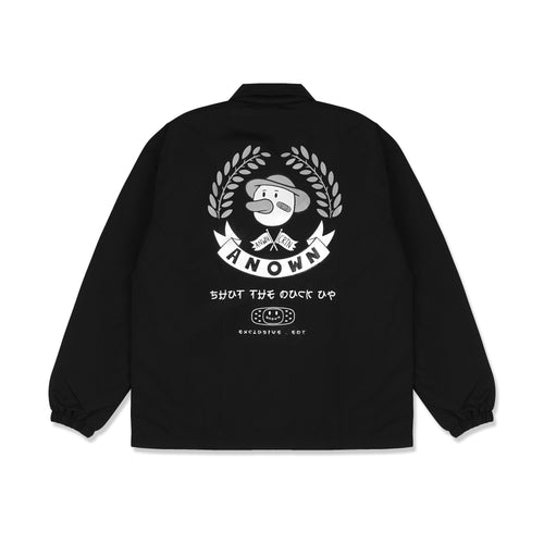 SHUT THE DUCK UP COACH JACKET // BLACK