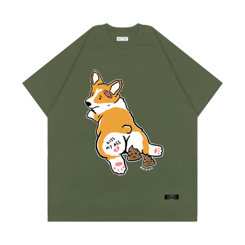 KISS MY CORGI ASS T-SHIRT // CACTUS GREEN