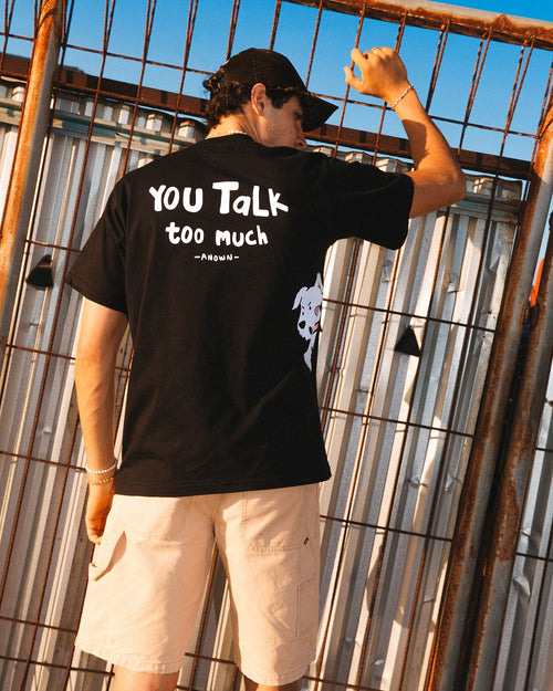 U TALK TOO MUCH T-SHIRT // BLACK