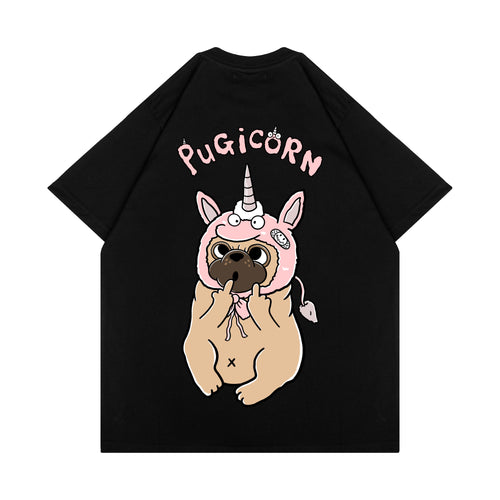 PUGICORN T-SHIRT // BLACK