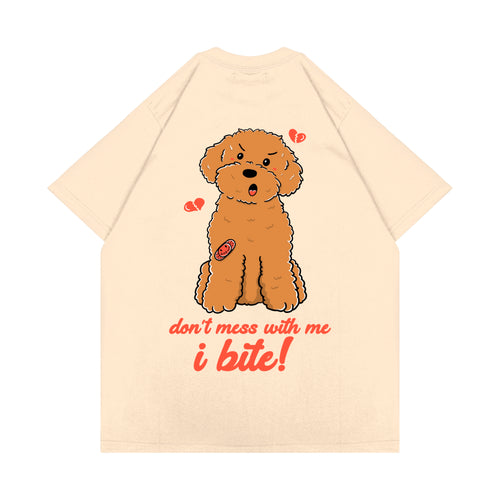 ANGRY POODLE T-SHIRT // CREAM