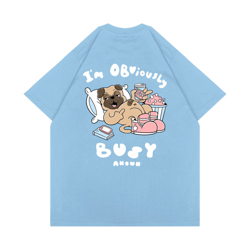 BUSY PUG T-SHIRT // SKY BLUE