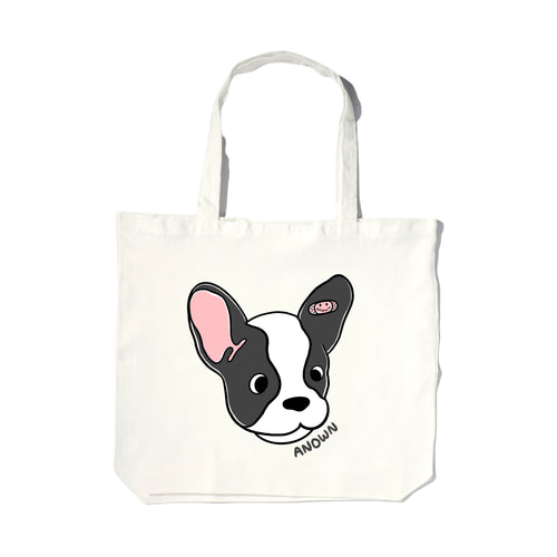 FRENCHIE HEAD TOTEBAG // BROKEN WHITE