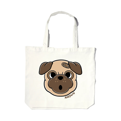 PUG HEAD TOTEBAG // BROKEN WHITE