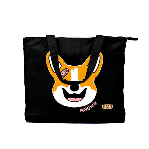 CORGI FACES SHOULDER BAG // BLACK