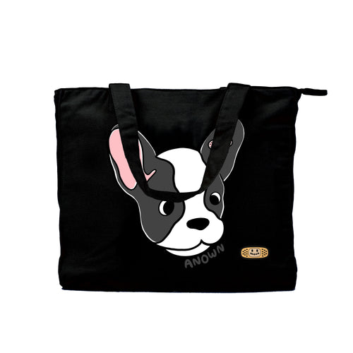 FRENCHIE FACES SHOULDER BAG // BLACK