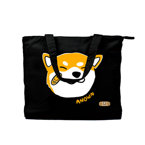 SHIBA FACES SHOULDER BAG // BLACK