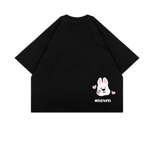 MANY FACES CROPPED T-SHIRT // BLACK