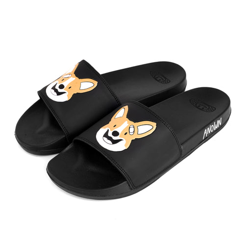 CORGI FACE SLIDES // BLACK