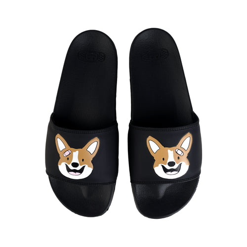 CORGI FACE SLIDES // BLACK