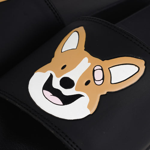 CORGI FACE SLIDES // BLACK