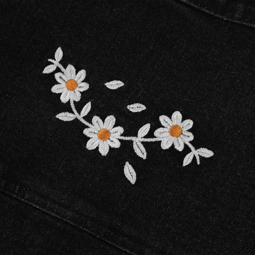 BUY HER FLOWER DENIM JACKET // BLACK WASHED