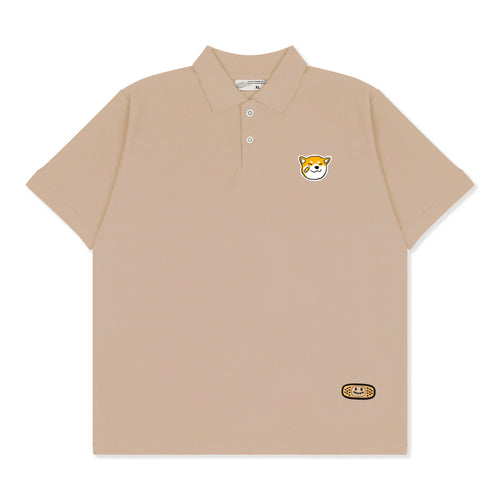 SHIBA HEAD POLO // LIGHT BROWN