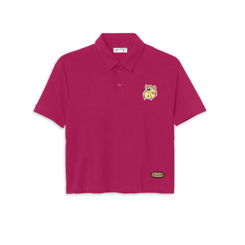 DRAGON HEAD CROPPED POLO // FUSCHIA