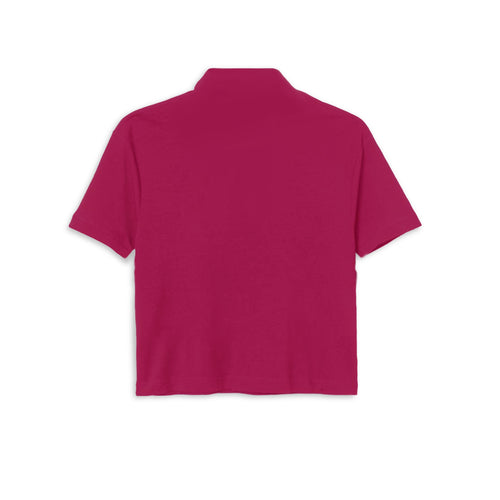 DRAGON HEAD CROPPED POLO // FUSCHIA