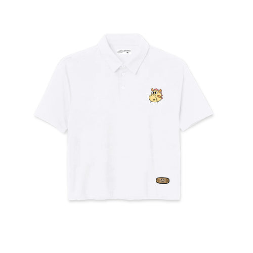 DRAGON HEAD CROPPED POLO // WHITE