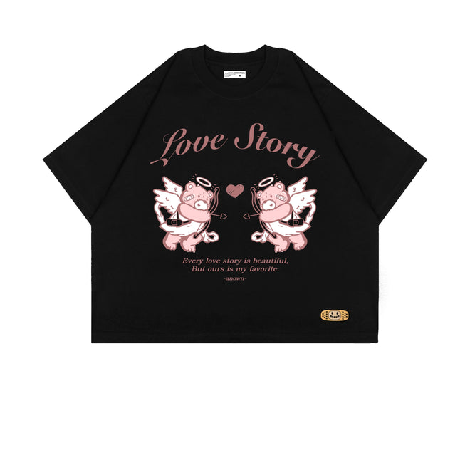 LOVE STORY CROPPED T-SHIRT // BLACK
