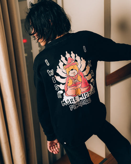 MORE MIDDLE FINGERS SWEATER // BLACK