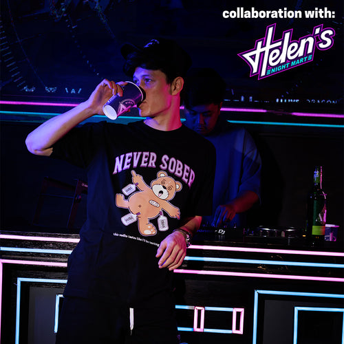 ANOWN X HELENS NIGHT MART NEVER SOBER T-SHIRT // BLACK