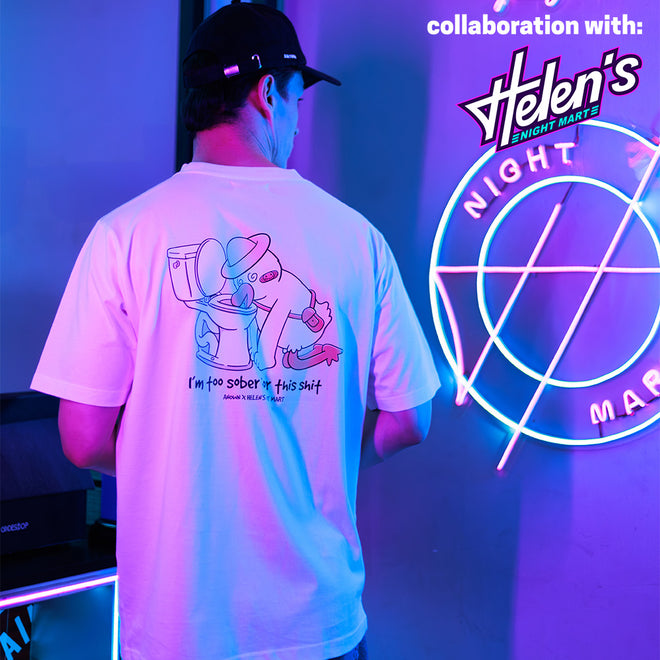 ANOWN X HELENS NIGHT MART TOO SOBER  T-SHIRT // BROKEN WHITE