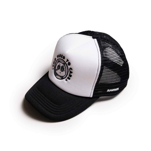 TOO TIRED TRUCKER HAT // BLACK WHITE