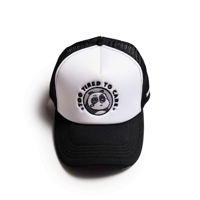 TOO TIRED TRUCKER HAT // BLACK WHITE