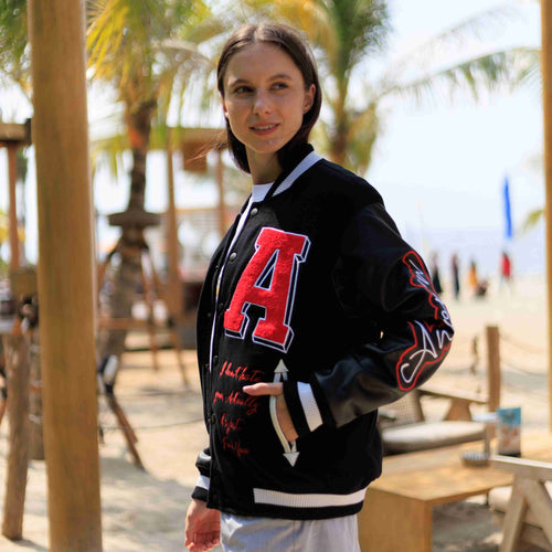 PUG YOU VARSITY JACKET // BLACK