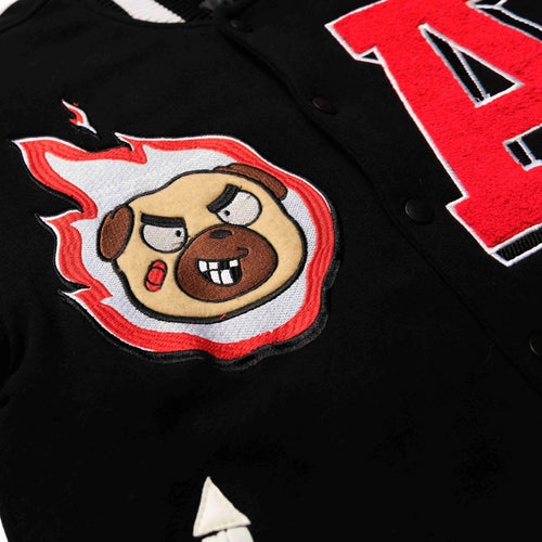 PUG YOU VARSITY JACKET // BLACK