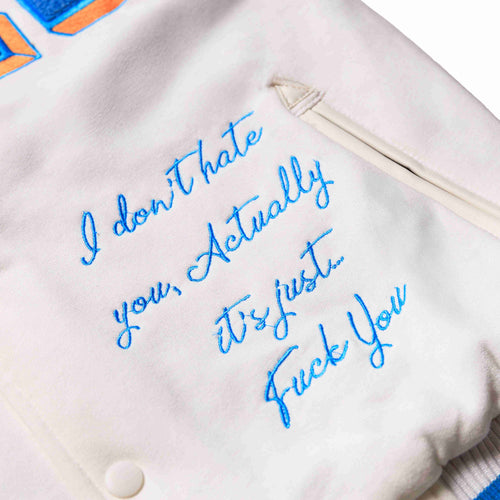DUCK YOU VARSITY JACKET // WHITE
