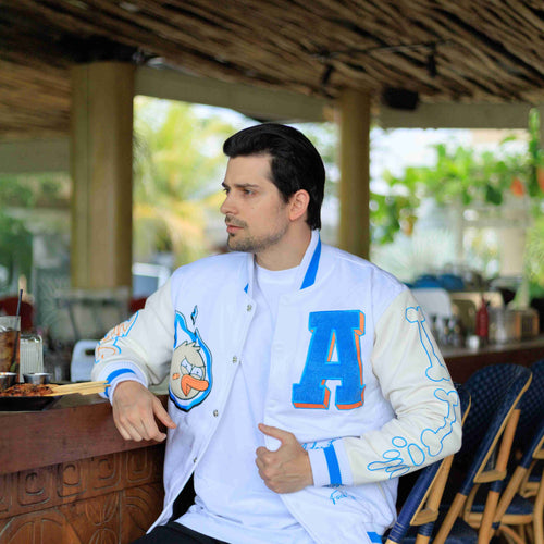 DUCK YOU VARSITY JACKET // WHITE