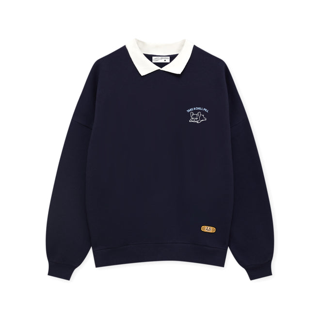 CHILL PILL COLLAR SWEATER // NAVY