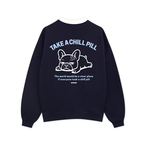 CHILL PILL COLLAR SWEATER // NAVY