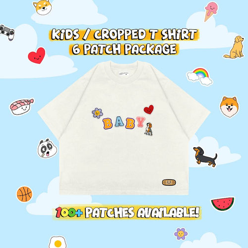 CUSTOM PATCH KIDS & CROPPED T-SHIRT // WHITE