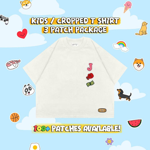 CUSTOM PATCH KIDS & CROPPED T-SHIRT // WHITE