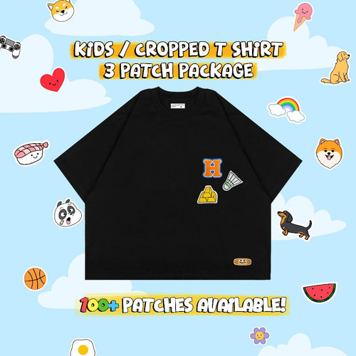 CUSTOM PATCH KIDS & CROPPED T-SHIRT // BLACK