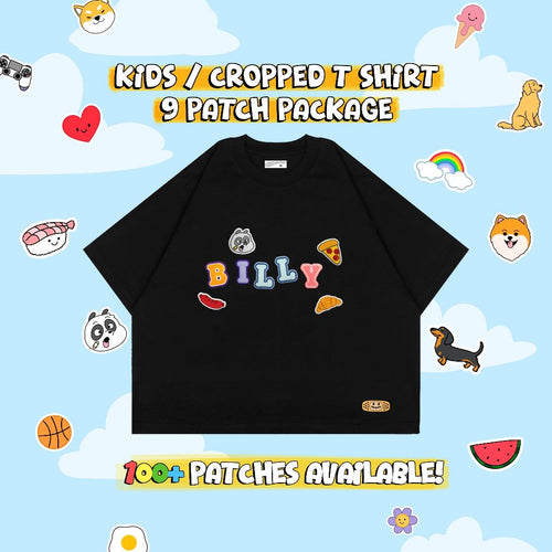 CUSTOM PATCH KIDS & CROPPED T-SHIRT // BLACK