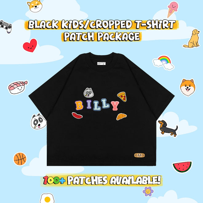 CUSTOM PATCH KIDS & CROPPED T-SHIRT // BLACK